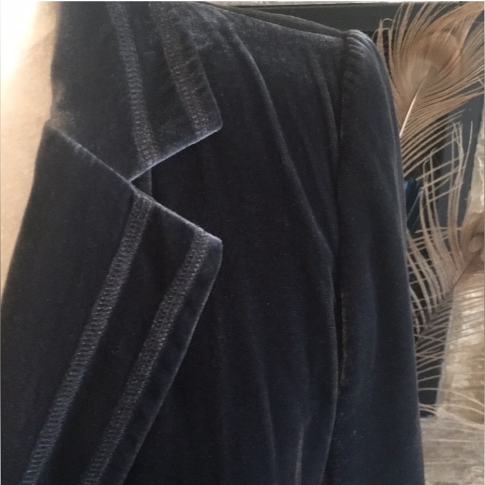 Blue Gray AXCESS Jacket LIZ CLAIBORNE Blazer Steel Blue Grey Rayon Velvet Size 6 - Picture 4 of 9